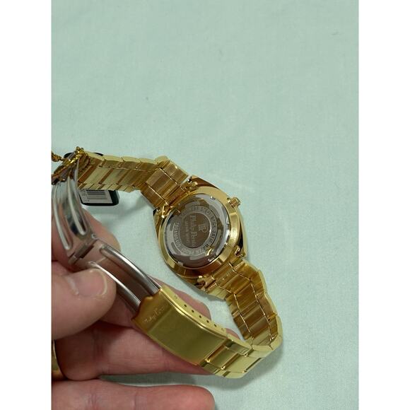 NOS Vintage Philip Persio Men’s Gold Tone Quartz Watch White Dial. - Picture 4 of 5